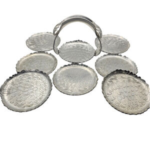 Coasters Hand Wrought Silverlook 501 Trade Continental Mark Set of 7 With Holder